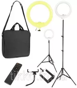 Лампа кольцевая косметологическая с регулировкой света и сумкой 9630