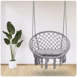 Садовое подвесное кресло-качалка BOHO  серый 290010  (подушки)