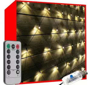 Святкова гірлянда завіса, тепле жовте світло+пульт Святкова гірлянда завіса, тепле жовте світло+пульт