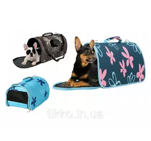 Переноска сумка транспортер для собак / кошек M из разноцветной ткани 4153